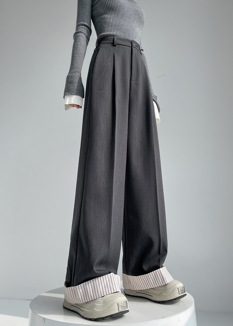 Crimping casual pants high waist wide leg pants