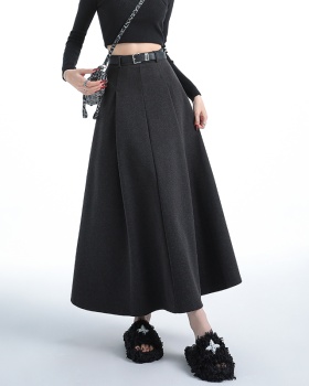 Autumn and winter woolen drape long skirt for women