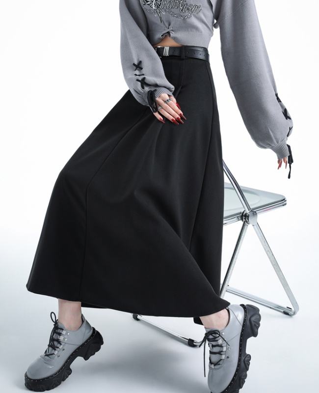 Autumn and winter woolen drape long skirt for women