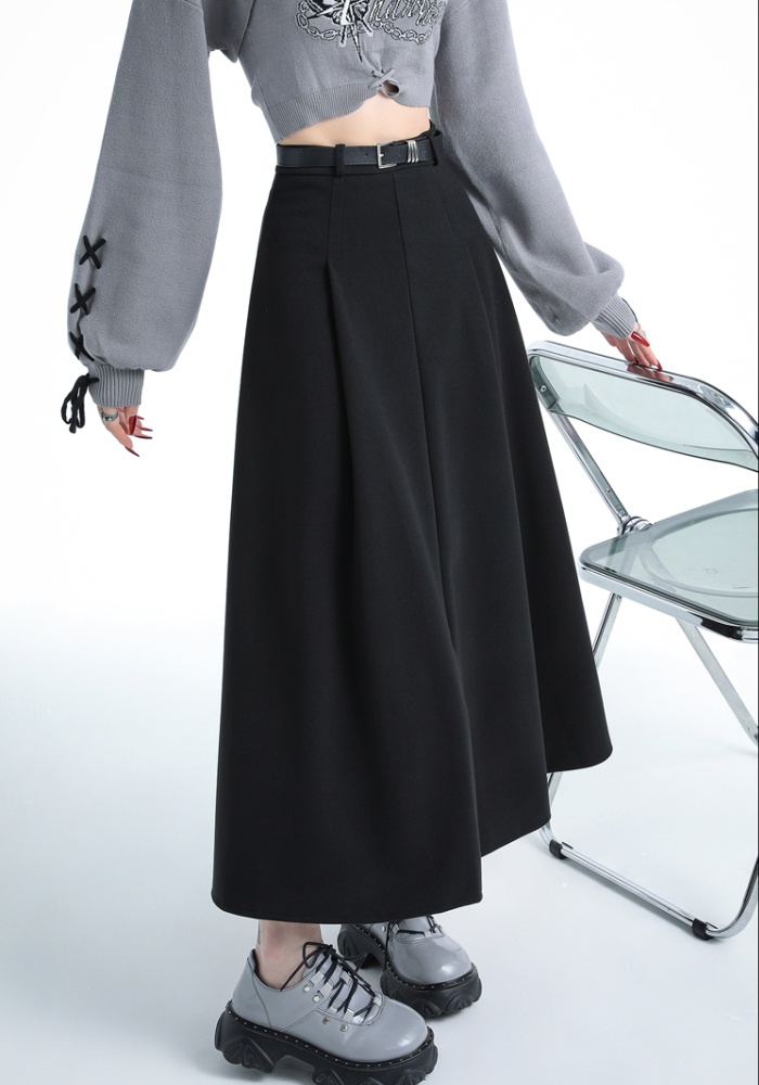 Autumn and winter woolen drape long skirt for women