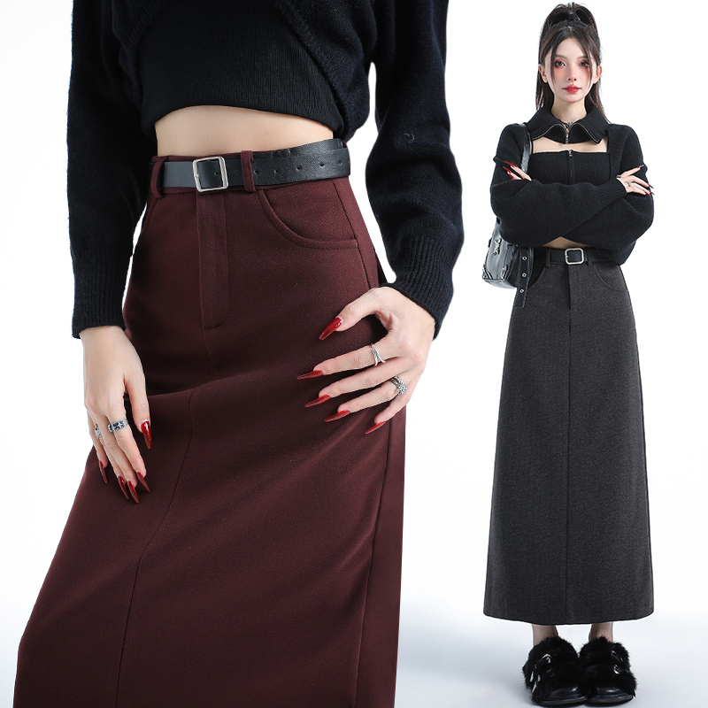 Straight A-line one step skirt high waist skirt