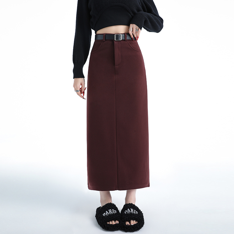 Straight A-line one step skirt high waist skirt