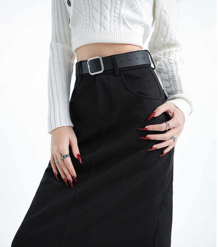 Straight A-line one step skirt high waist skirt