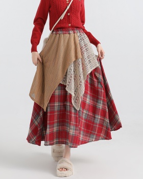 Slim mixed colors A-line high waist skirt for women