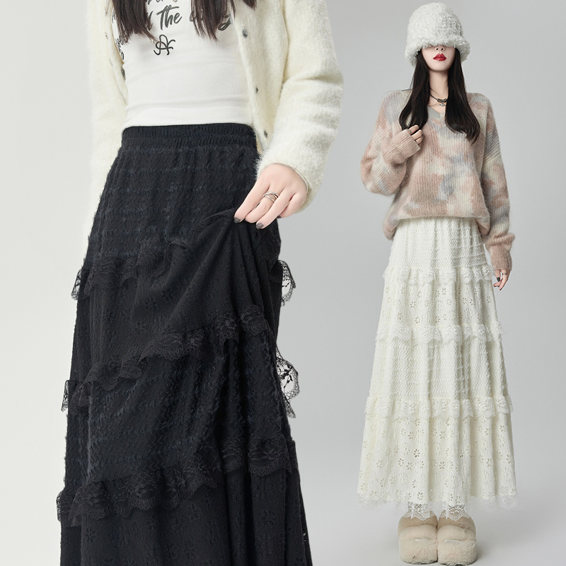 Lady autumn and winter long skirt A-line skirt for women