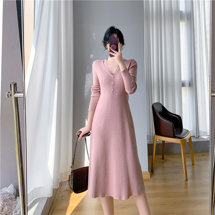 Bottoming knitted temperament France style dress