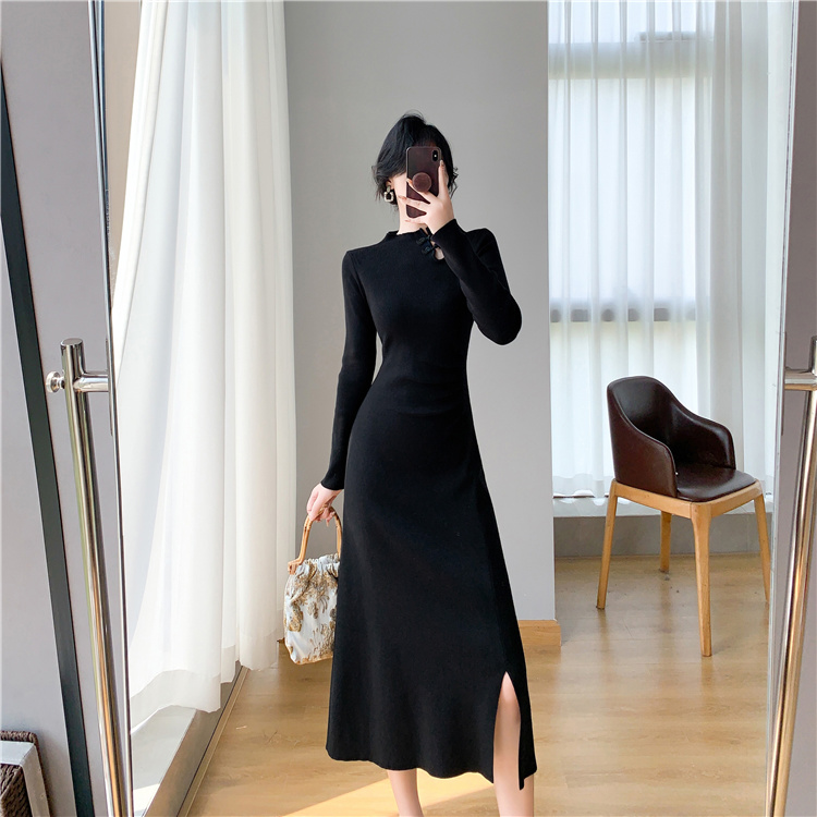 Autumn and winter cheongsam knitted dress