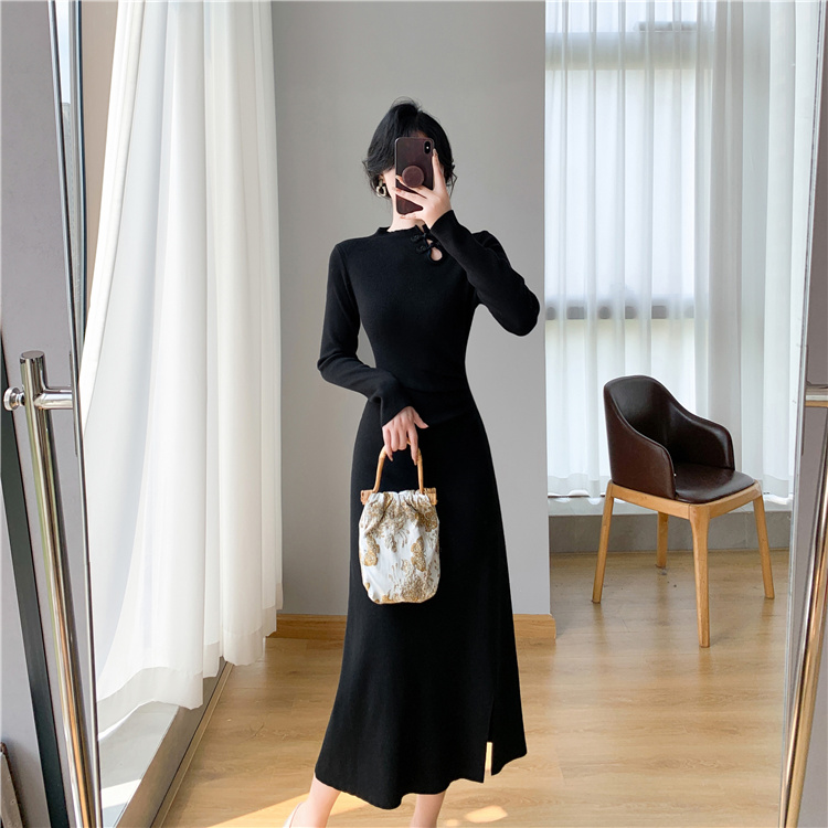 Autumn and winter cheongsam knitted dress