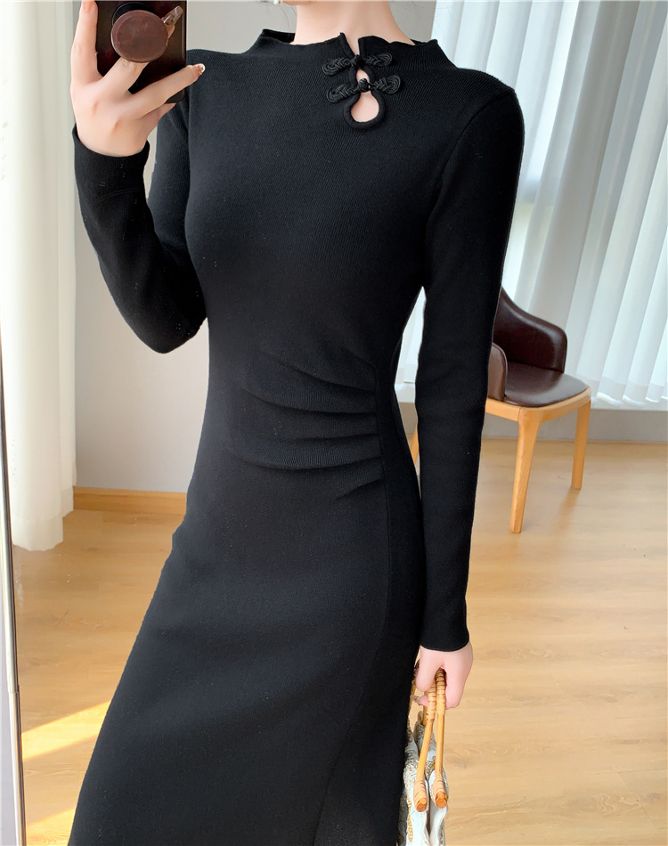 Autumn and winter cheongsam knitted dress