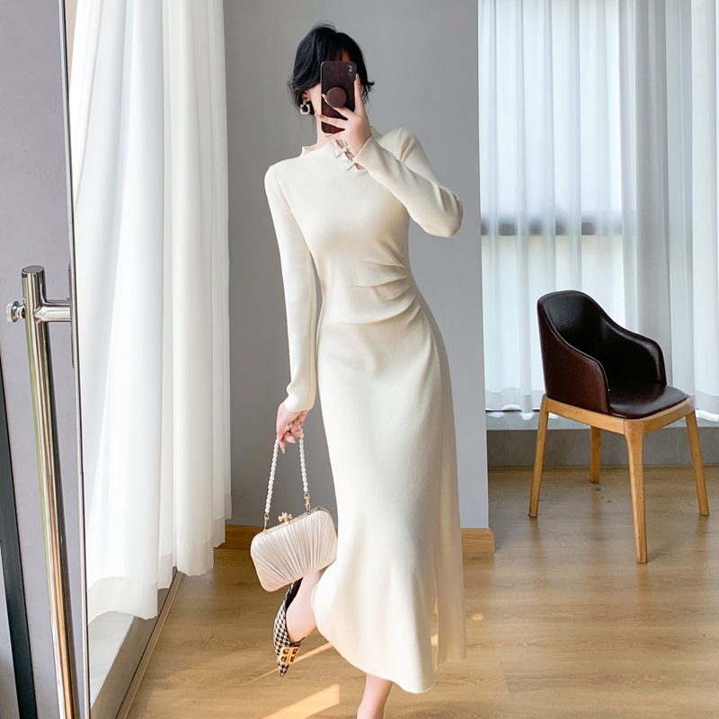 Autumn and winter cheongsam knitted dress