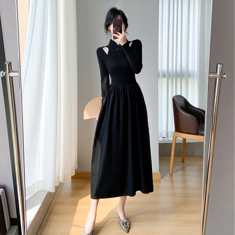 Big skirt high waist sweater A-line cheongsam for women