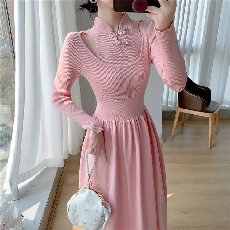 Big skirt high waist sweater A-line cheongsam for women