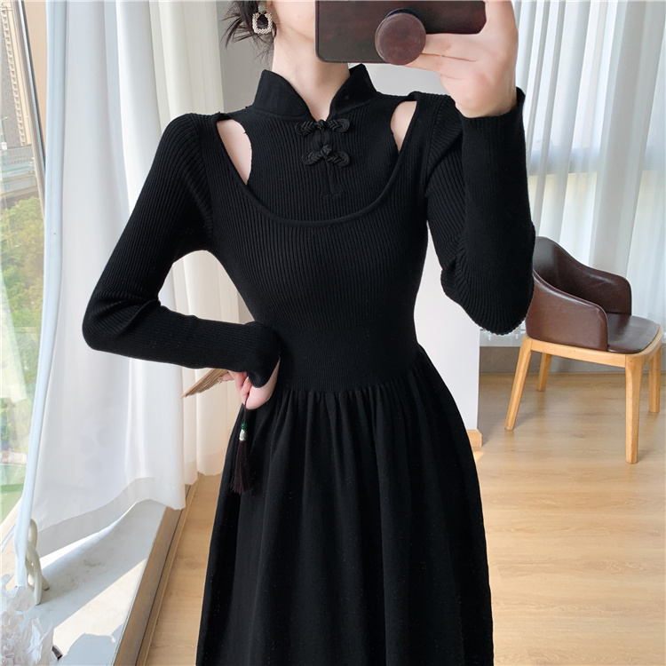 Big skirt high waist sweater A-line cheongsam for women