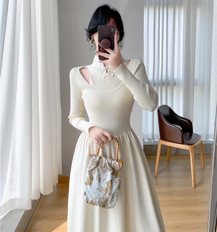 Big skirt high waist sweater A-line cheongsam for women