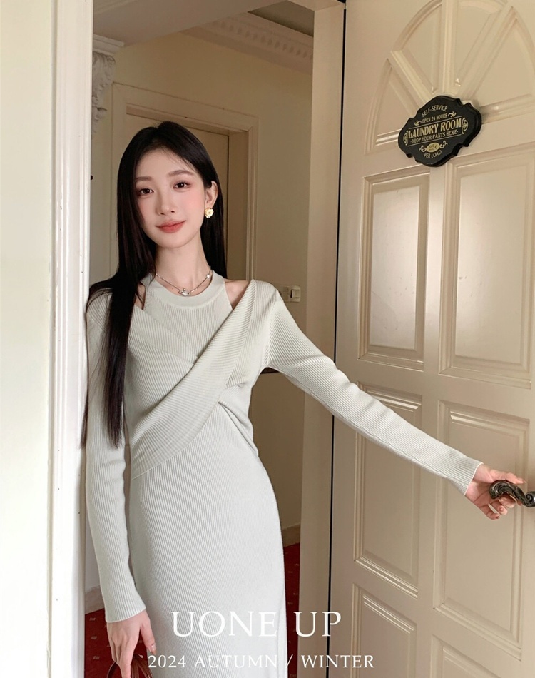 Temperament Pseudo-two knitted dress for women