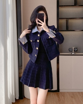 Chanelstyle jacket spring short skirt 2pcs set for women