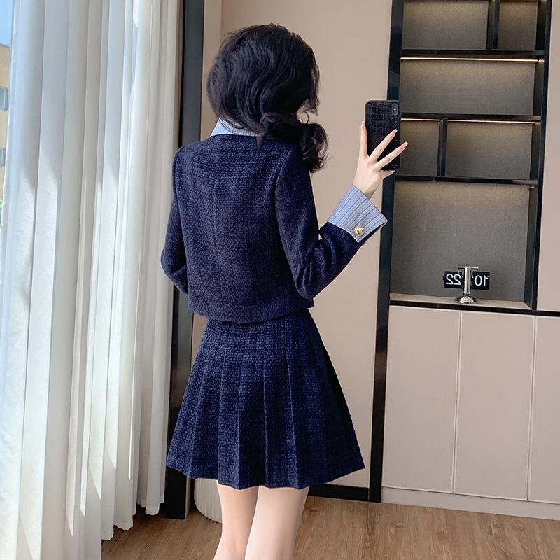 Chanelstyle jacket spring short skirt 2pcs set for women