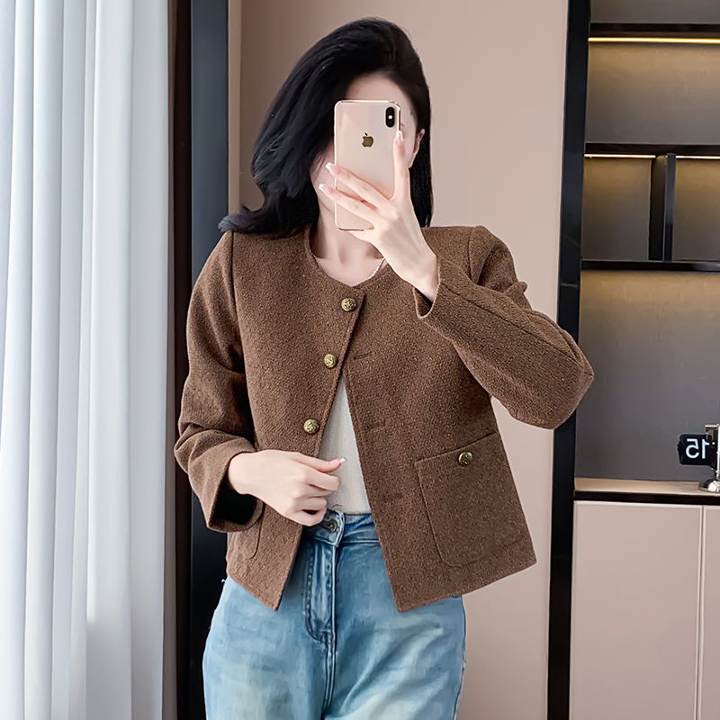 Weave colors chanelstyle retro ladies temperament coat