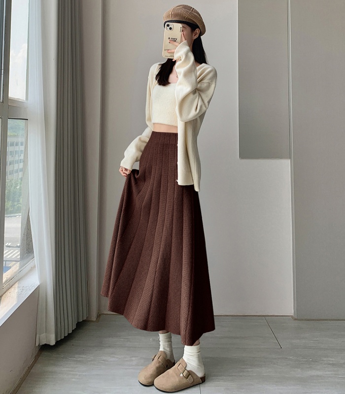 Korean style long A-line high waist skirt for women