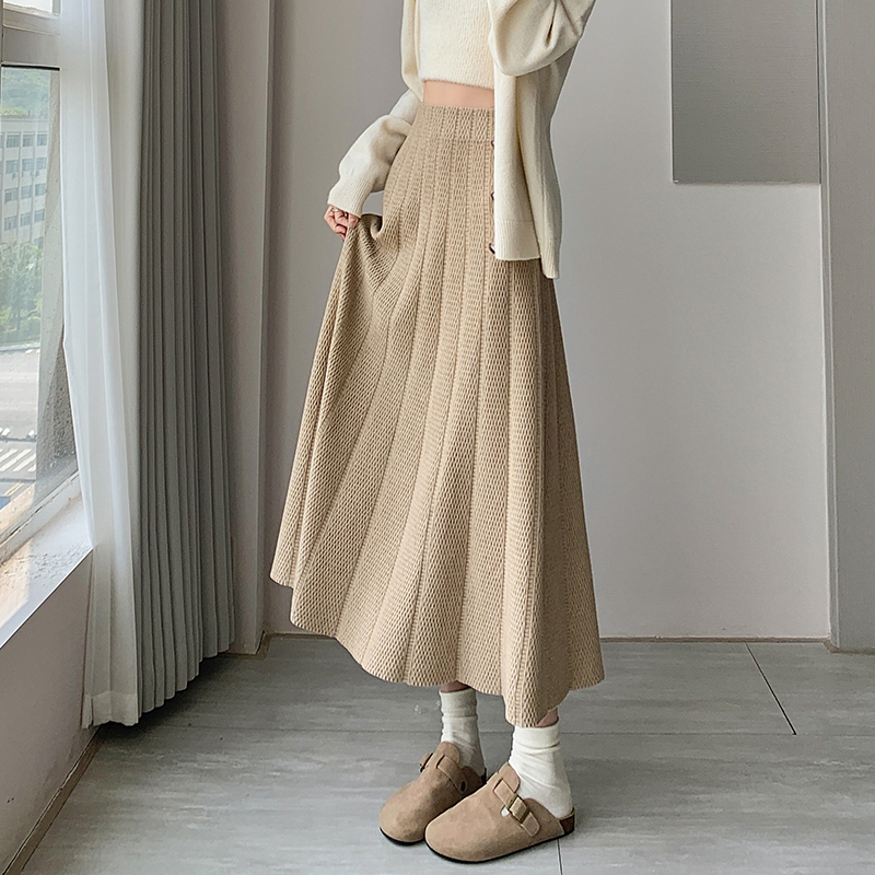 Korean style long A-line high waist skirt for women