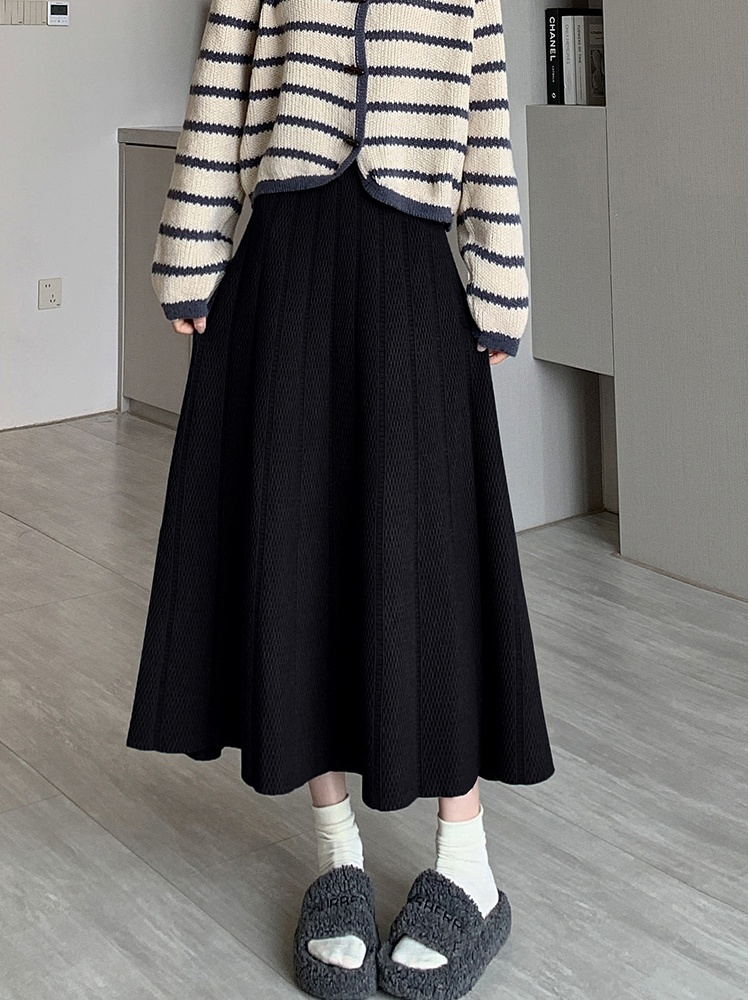 Korean style long A-line high waist skirt for women