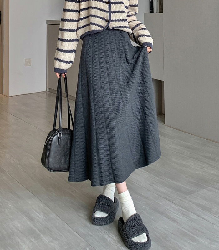 Korean style long A-line high waist skirt for women