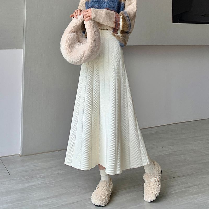 Korean style long A-line high waist skirt for women