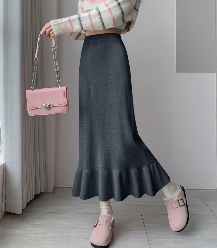 Knitted long Korean style sexy skirt for women