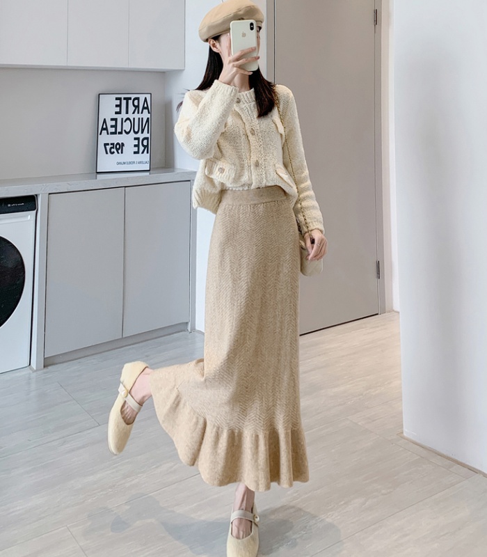 Knitted long Korean style sexy skirt for women