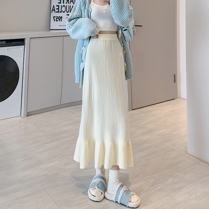 Knitted long Korean style sexy skirt for women