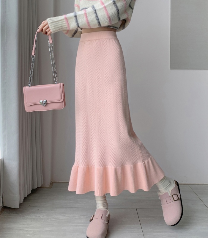 Knitted long Korean style sexy skirt for women