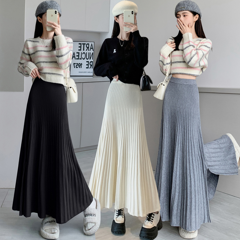 High waist pleated long skirt elegant skirt for women