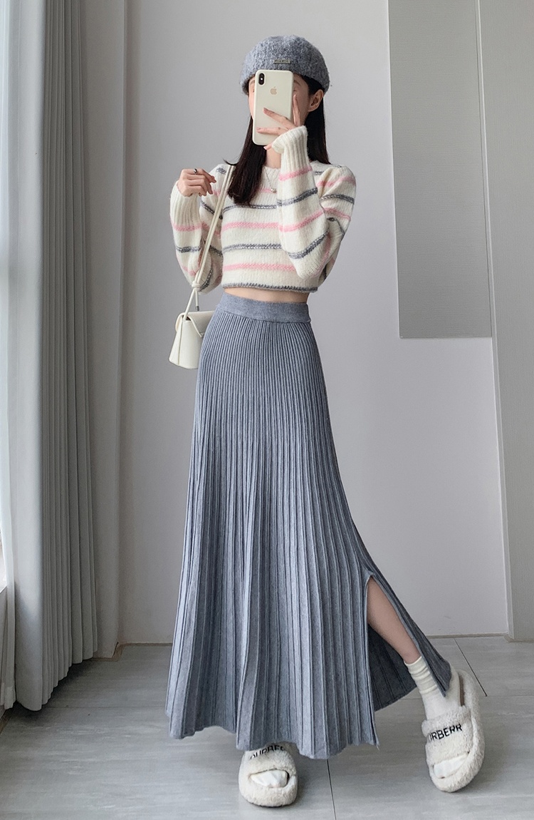 High waist pleated long skirt elegant skirt for women