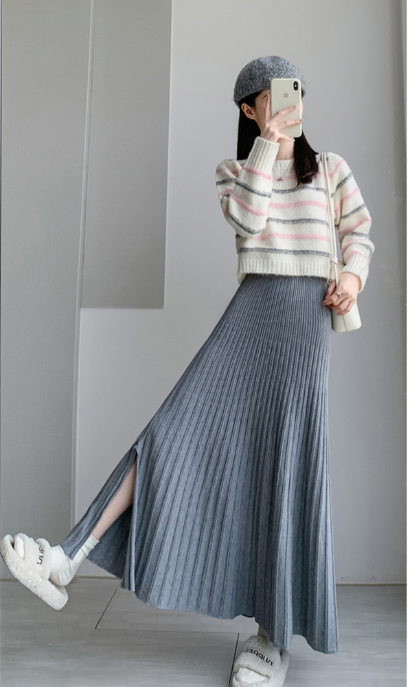 High waist pleated long skirt elegant skirt for women