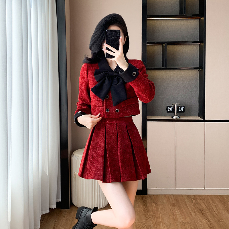 Chanelstyle short skirt jacket 2pcs set