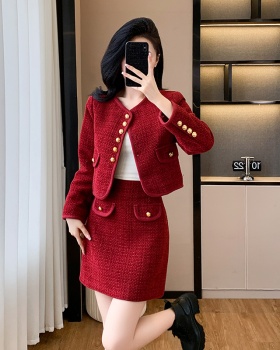 Autumn and winter jacket wedding short skirt 2pcs set