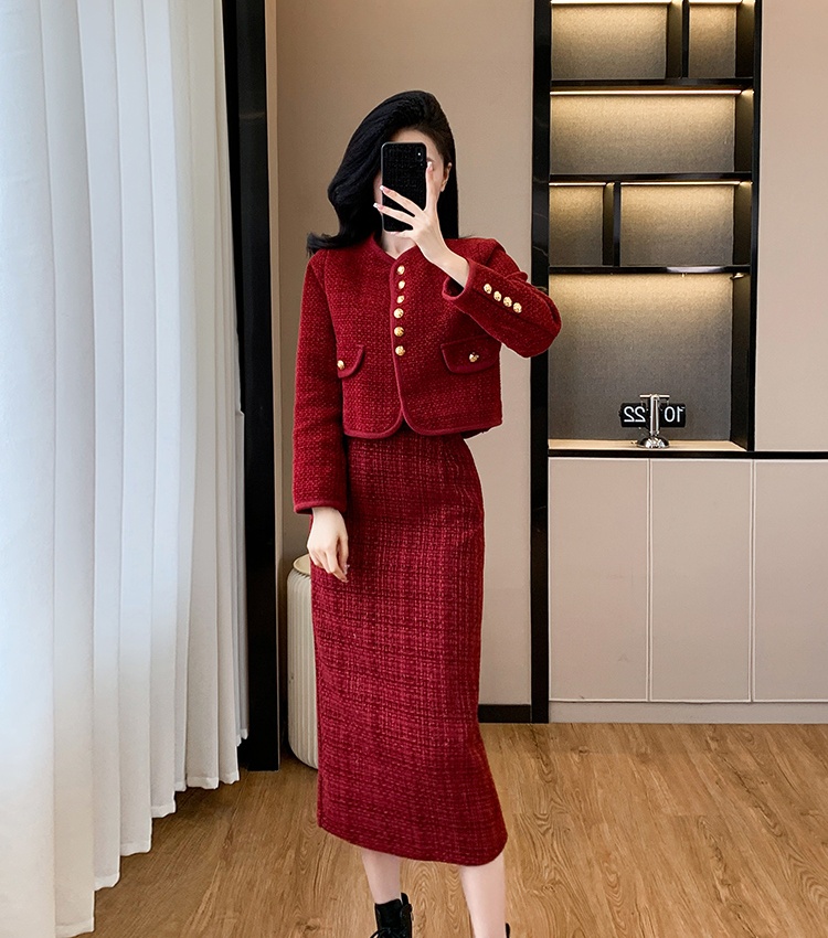 Long short skirt jacket 2pcs set