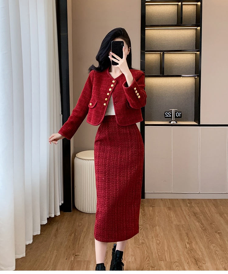 Long short skirt jacket 2pcs set