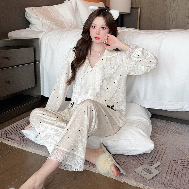 Autumn and winter homewear sweet pajamas a set for women