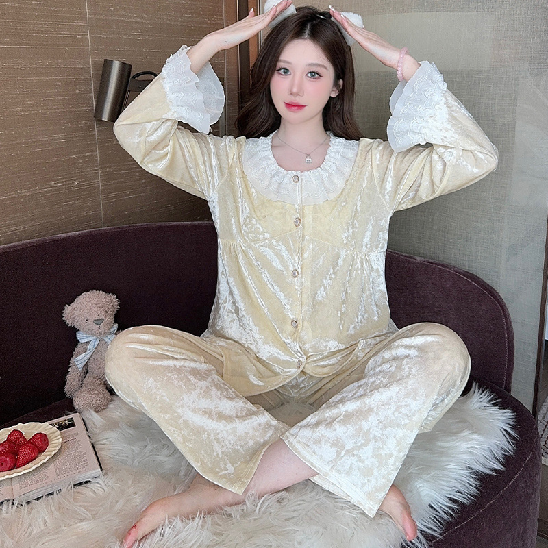 Enticement sexy homewear chest pad pajamas 3pcs set for women