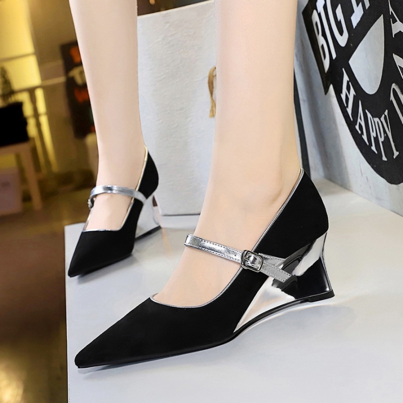 Mixed colors slipsole banquet metal shoes for women