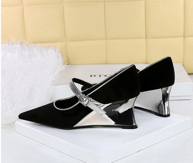 Mixed colors slipsole banquet metal shoes for women