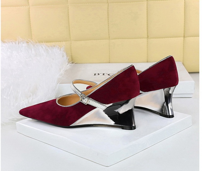 Mixed colors slipsole banquet metal shoes for women