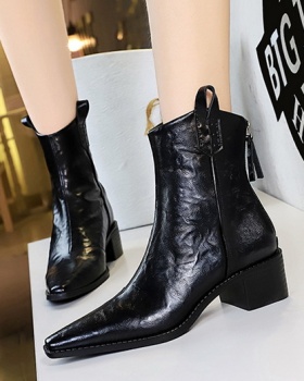 Middle-heel thick short boots low cylinder women's boots