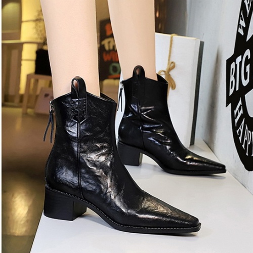 Middle-heel thick short boots low cylinder women's boots