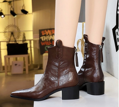 Middle-heel thick short boots low cylinder women's boots