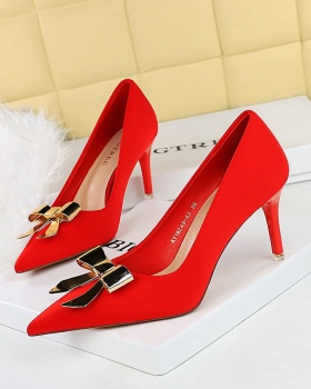 Metal fine-root high-heeled low shoes for women