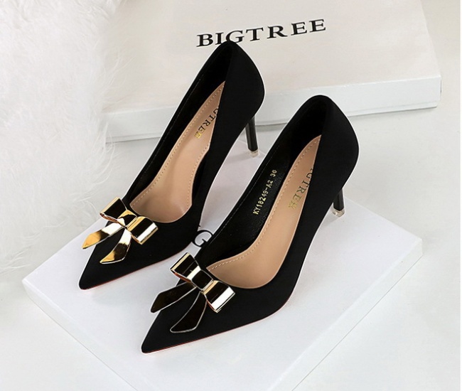 Metal fine-root high-heeled low shoes for women