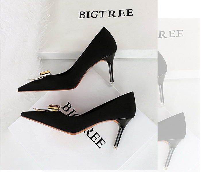 Metal fine-root high-heeled low shoes for women