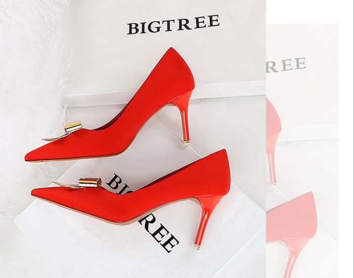 Metal fine-root high-heeled low shoes for women